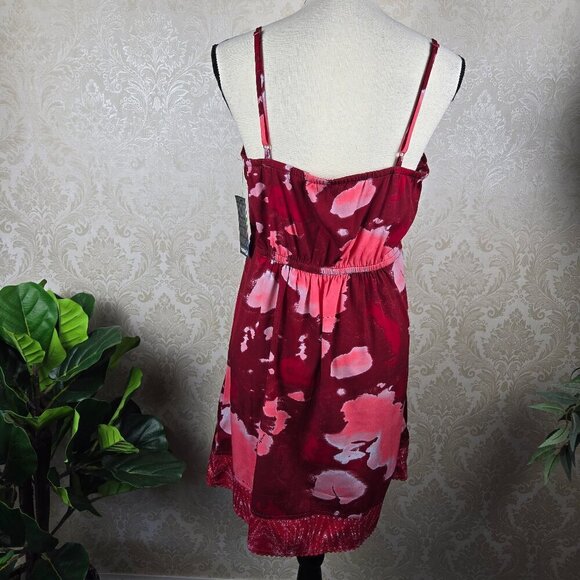 Hurley Size XL "Riley" Dress Adj. Spaghetti Strap Red Pink Elastic Waist NWT - Picture 11 of 16